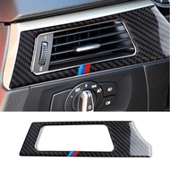Carbon Fiber Car Left Air Conditioner Outlet Panel Frame Trim Cover Sticker For BMW E90 E92 E93 2005-12 Car Interior Acc