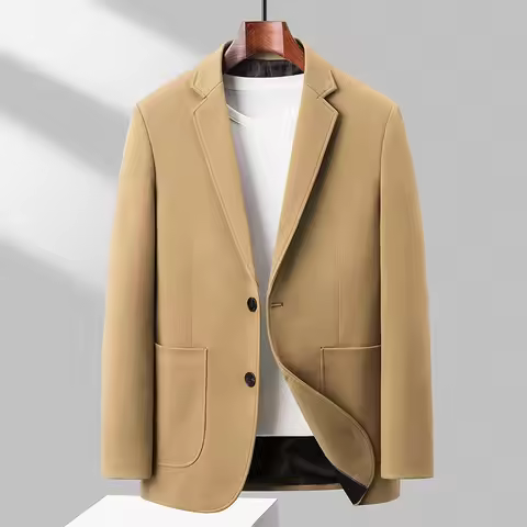 Blazer's New Men's Fashion Business Wedding Gentleman's Matte Smooth Fabric Solid Color Host Slimmin