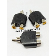RCA 2-1 T-Prong Jack RCA To 2 Jack Converter/ RCA Cover 2-1 RCA T-Prong Jack