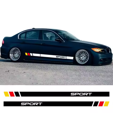 2PCS Car Side Skirt Stickers Sport Styling Vinyl Decals Accessories For BMW 3 Series E46 E90 F30 E30
