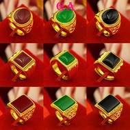 GA Jewellery 【Ready Stock】/9 Desain Perhiasan Cincin / Elena Gold Bangkok Men's Ring cincin jade akik permata  batu zamrud