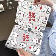 Cute foldable white dog Origami iPad Case for iPad with pen holder and accessories Shockproof Case