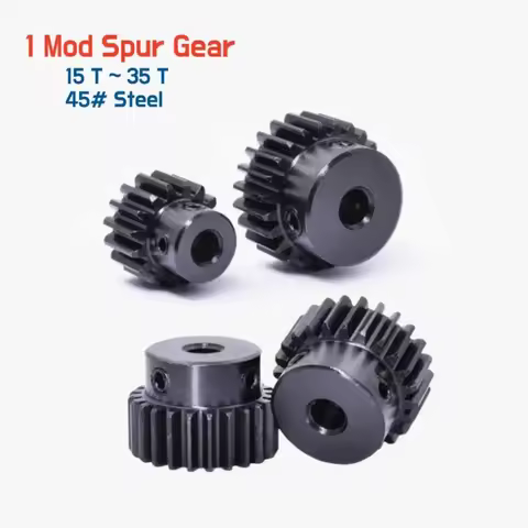 45# Steel 1 Mod Spur Gear Metal Transmission Gear 1M 15/16/17/18/20/24/25/30/35 T Pinion Motor Conve