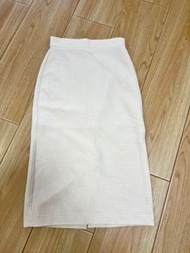 韓國 ZABARA 淺杏色 高腰 氣質鉛筆裙 長裙