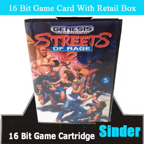 Street Of Rage 2 MD Game Cartridge with USA Box for 16 Bit Sega Megadrive Genesis System