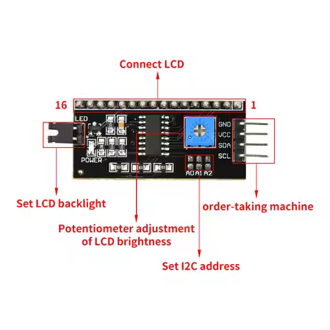 PCF8574 Expansion Board Onboard Potentiometer IIC/I2C Interface For LCD1602/2004 Adapter Board Welde