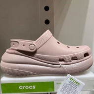 Crocs Crush Shimmer Clog croc แท้ รองเท้าแตะสูง สีชมพู แวววาว สําหรับผู้หญิง รองเท้าไปทะเล#208591