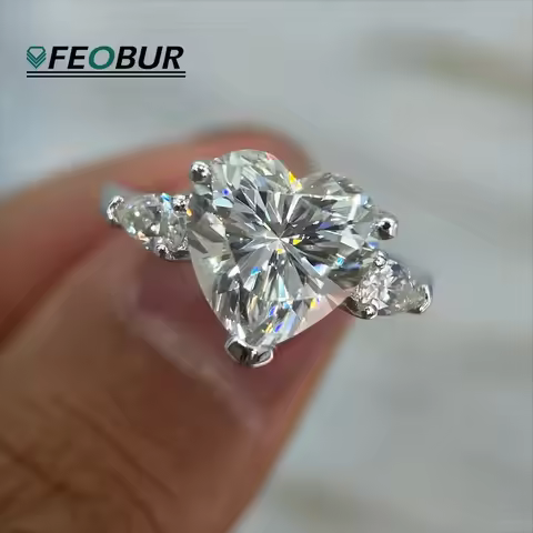 12/3/4CT Heart Shaped Moissanite Ring for Women S925 Sterling Silver Diamond Engagement Ring Certifi