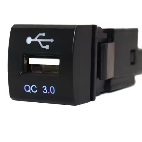 12V USB Quick Charger for mobile phone, Blue Light 22 x 22mm for Toyota Land Cruiser Prado 150 Serie