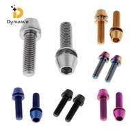 Dynwave 2 Pieces Titanium Alloy Bike Tapered Head Bolt Screws Washer M5x16,