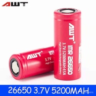 AWT 26650 3.7v battery 26650 5200mah li ion battery 3 7v rechargeable lithium battery