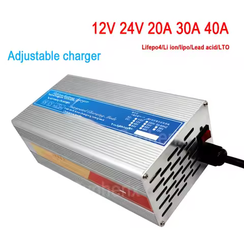 24V 40A 20A 12V 30A Smart Charger for LiFePO4 Li Ion LTO Battery 12.6V 14.6V 25.2V 30A 16.8V 40A 29.