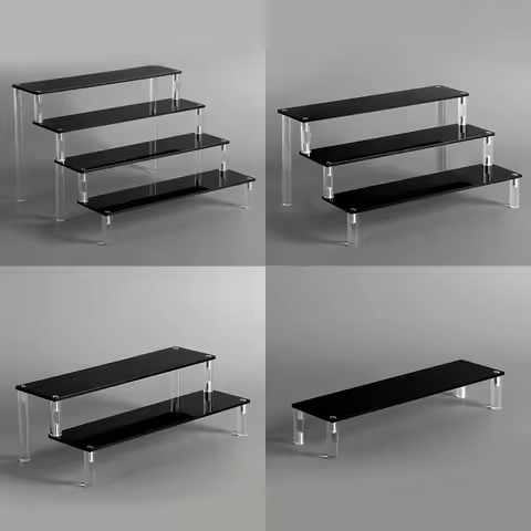 Acrylic Riser Display Stand Perfume Organizer Shelves for Amiibo Funko Figures Toys Cupcake Desserts