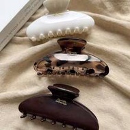 3pcs/1pc Women's 9.2cm/3.62in White Brown Tortoise Shell Leopard Print Oval Lightweight Plastic Hair