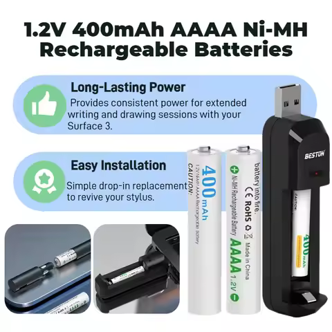 AAAA Rechargeable Battery 1.2V with Charger for Stylus Pen Digital Pen Blood Glucose Monitor Ni-MH B