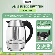 Ấm đun siêu tốc bằng thủy tinh LEBENLANG LBE2819 của Đức gồm lõi pha trà đèn LED báo hiệu - bảo hành