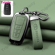 Zinc Alloy Leather Car Smart Key Case Cover Keychain For Toyota Corolla Cross Altis CHR CH-R Camry X