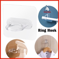 Wall Hook Self-adhesive Cloth Hanger Hook Curtain Rod Hook Transparent Ring Hook