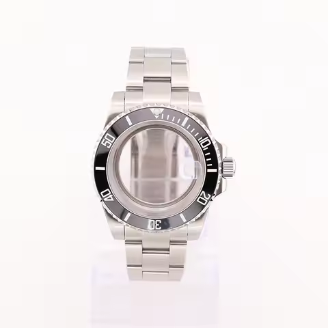 40mm Black Submariner Mens Wristwatch Cases and Bracelet Set for Seiko Mod NH35 Automatic Movement R