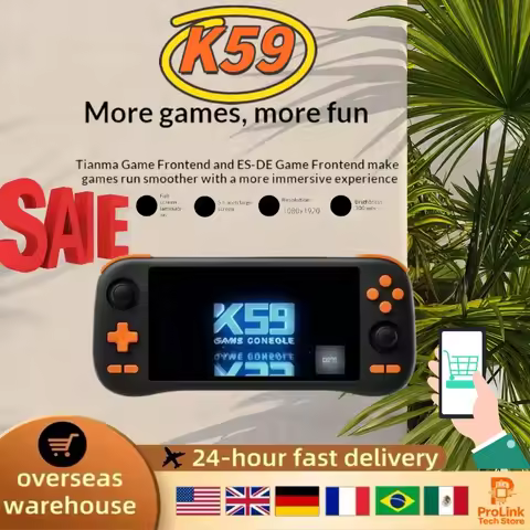 KINHANK K59 Handheld Game Console Android 14 5000mAh 5.5'' Touch Screen 50 Emulators for PS1/PSP/DC/