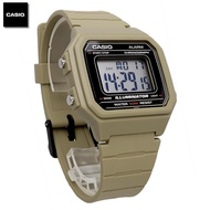 Velashop นาฬิกาข้อมือผู้ชายคาสิโอ ดิจิตอล Casio Standard Digital สายยางเรซิ่นสีน้ำตาล รุ่น W-217H-5A