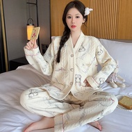 Áo Ngủ Cotton Mùa Thu Đông Dày Cho Bà Bầu Áo Ngủ Cho Bà Bầu Sau Sinh Air Cotton Pure Cotton Mùa Thu