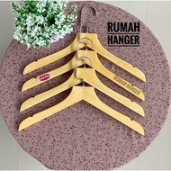 ( 10CM FLAT SILVERHOOK) WOODEN HANGER 38CM STRAIGHT HEADnatural PREMIUM QUALITY 1PCS
