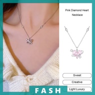 F Sweetheart Planet Necklace Pink Diamond Heart Necklace Ins Sweet Light Luxury Necklace C1