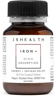 JSHealth Vitamins Iron+ Supplement for Energy Support - Iron Deficiency Pills with Vitamin C and Vit