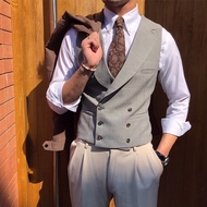 Prince of Wales Check Double-breasted Waistcoat Men