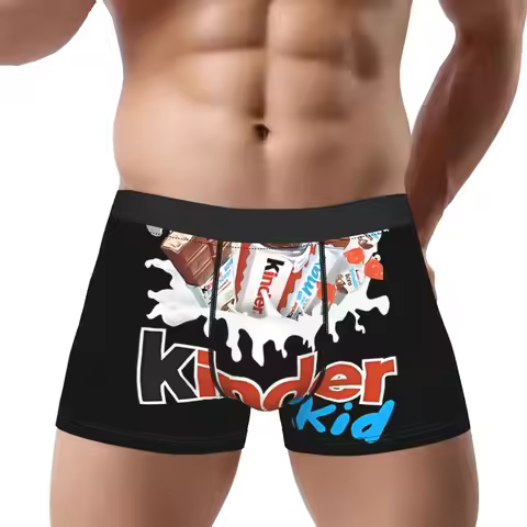 Black Kinder surprise Underpants Breathbale Panties Male Underwear Ventilate Shorts Boxer Briefs