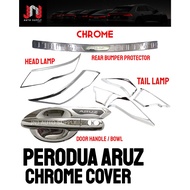 [ Chrome ] Perodua Aruz accessories cover trim head lamp /tail lamp/ door handle /bowl cover chrome 