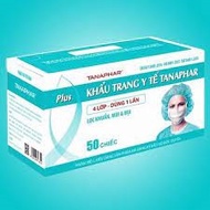 Disposable medical mask 4 layers 50 pieces blue. Tanaphar plus sterilized, antibacterial mask [B3T S