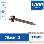 1000 PCS Tekscrew 12 x 75 mm for steel or Metal Teks Screw 2 1/2 inches Tek Screw Tetanized 4.8mm x 