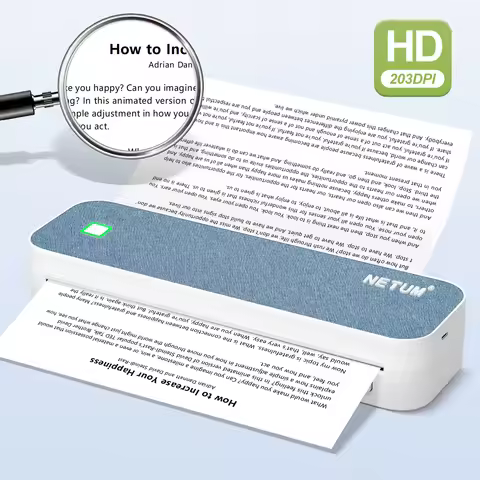 Portable Thermal Printer A4 Bluetooth Inkless Printer for Office&Home Homework Compatible with Mac W