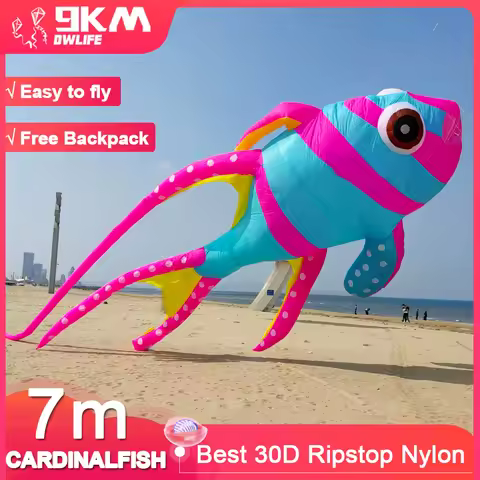 9KM 7m Cardinalfish Kite Ripstop Nylon Fabric Line Laundry Kite Pendant Soft Inflatable Large Profes