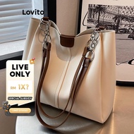 (LIVE STREAM SALE)Lovito Casual Plain High Capacity Commuting Textured Shoulder Tote Bag for Women L