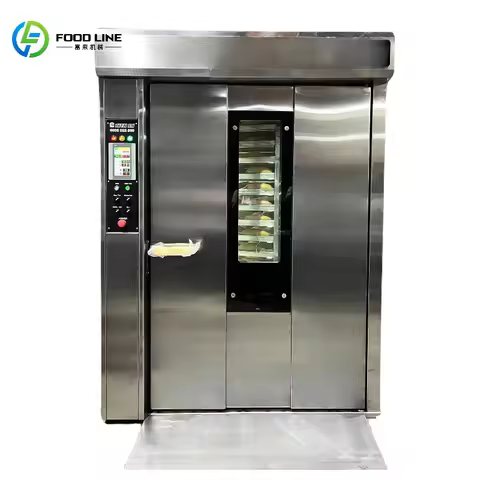 32Tray Rotary Oven Hot Air Convection Oven 360° Rotary With Trolley For Bakery Bread Baguette Pastry