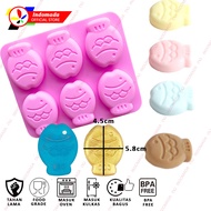 Indomada Silicone Mold 6 Large Teriyaki Fish 5.8 x 4.5 x 1.7 cm Chocolate Candy Jelly Pudding Ice Cu