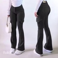 BIGG SALE BELI 1 DAPAT 1 PCS Cutbray Jeans Cargo Highwaist Wanita Dewasa Celana Cutbray Kantong Carg
