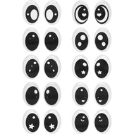 Julie Wang 60pcs Mata Kartun Campuran Flatback Oval Glass Cabs Eye untuk Patung Tanah Liat, Aksesori