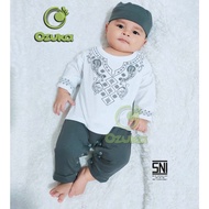 Baju Muslim Bayi Laki-Laki 0 6 Bulan Lengan Panjang Ozuka Jumper Baju Koko Bayi Laki Laki 0 6 bulan Lucu Bahan Katun Warna Hitam Putih dan Abu