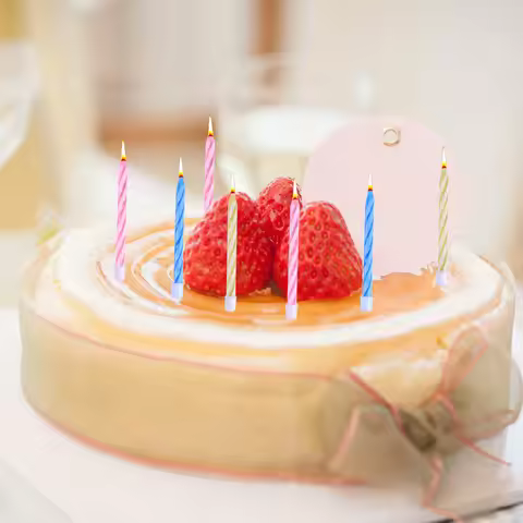 60Pcs Relighting Candles Prank Trick Funny Birthday Party Joke Candles for Cake Cupcake Decorations 