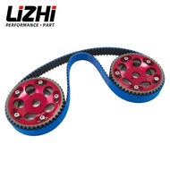 LIZHI RACING - HNBR Racing Timing Belt BLUE + Aluminum Cam Gear Red FOR Toyota 1JZ 1JZGTE 1JZ-GTE LZ