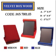 VELVET BOX WOOD/PLAK BALDU/PLAK KAYU(HARI ANUGERAH/CENDERAHATI/PENGHARGAAN)