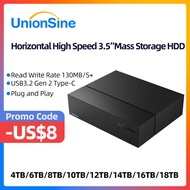 Lunionmao UnionSine 8TB 10TB 14TB 16TB 18TB 3.5 "3.2Gen USB 2ฮาร์ดไดรฟ์เสริม7200RPM การจัดเก็บ HDD ใ