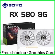 SOYO Graphics Cards AMD RX580 2048SP 8G GDDR5 256bit PCIE3.0 X16 Video Gaming Card Desktop Computer 