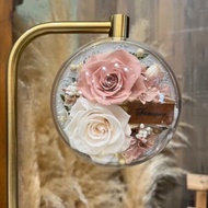 【遇見恆久】永生花無線充電檯燈 皮雕刻字款