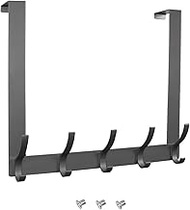 Coat Rack with 5 Hooks, Rustic Wood Entryway Hall Tree with Storage Shelf for Hats, Bags, Keys, Clot