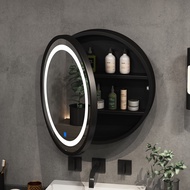 LED Smart Bathroom Mirror Cabinet Solid Wood Oval Bathroom Wall Hanging round Mirror with Light Wall Hanging Dressing Mirror Cabinet